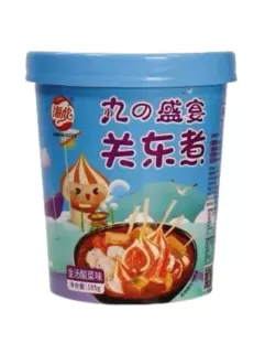 Haixin Foods Лапша быстрого приготовления с рыбными фрикадельками, крабовой палочкой, пельменем с икрой и кислой капустой (острая), 185г