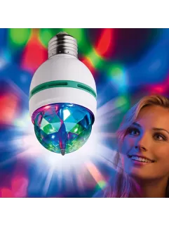 Вращающаяся разноцветная LED лампа диско с переходником по розетку