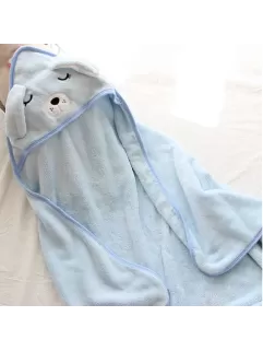 Детское полотенце с капюшоном голубое 80х80 см