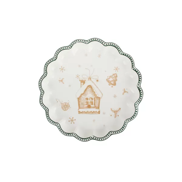 MILLIMI Пряничный домик Блюдо круглое с волнистым краем 30,5х3,5см, керамика